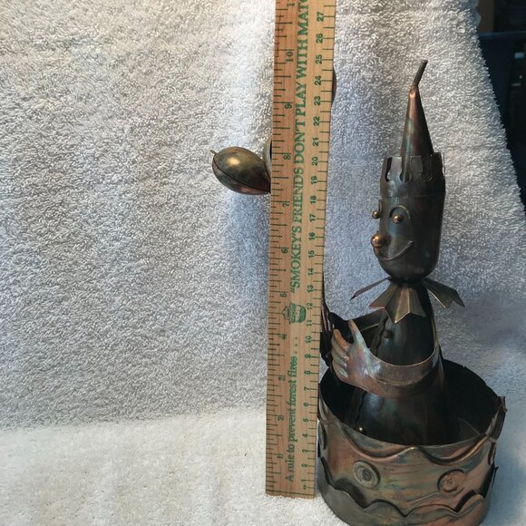 Vintage Copper Clown Decor With Balloons - Handmade Metal Art Sculpture - Quirky - Picture 12 of 14